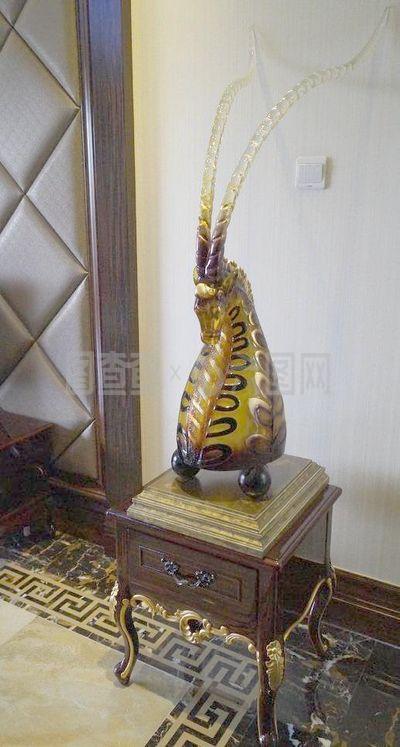 羚羊角歐式工藝品擺件 自然野性與古典優雅的交融